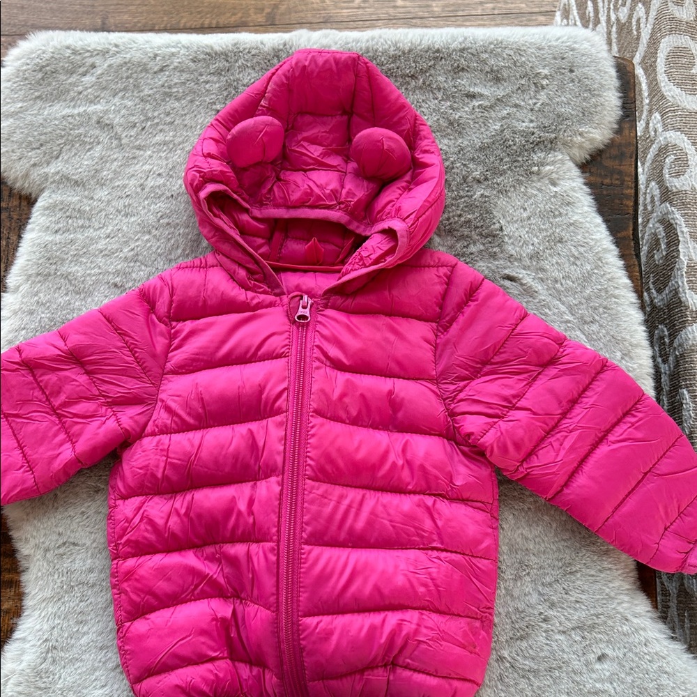 Kids Pink Puffer Jacket with Ears